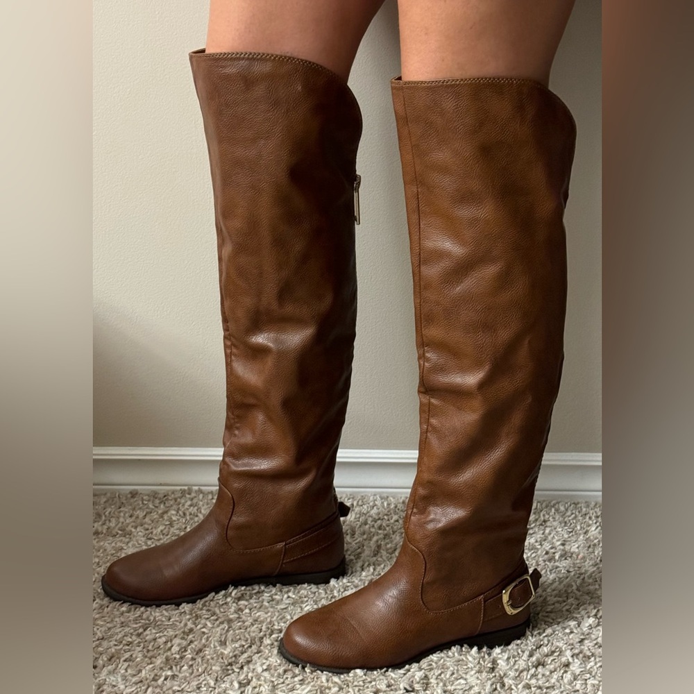Just Fab over the knee brown boots size 8